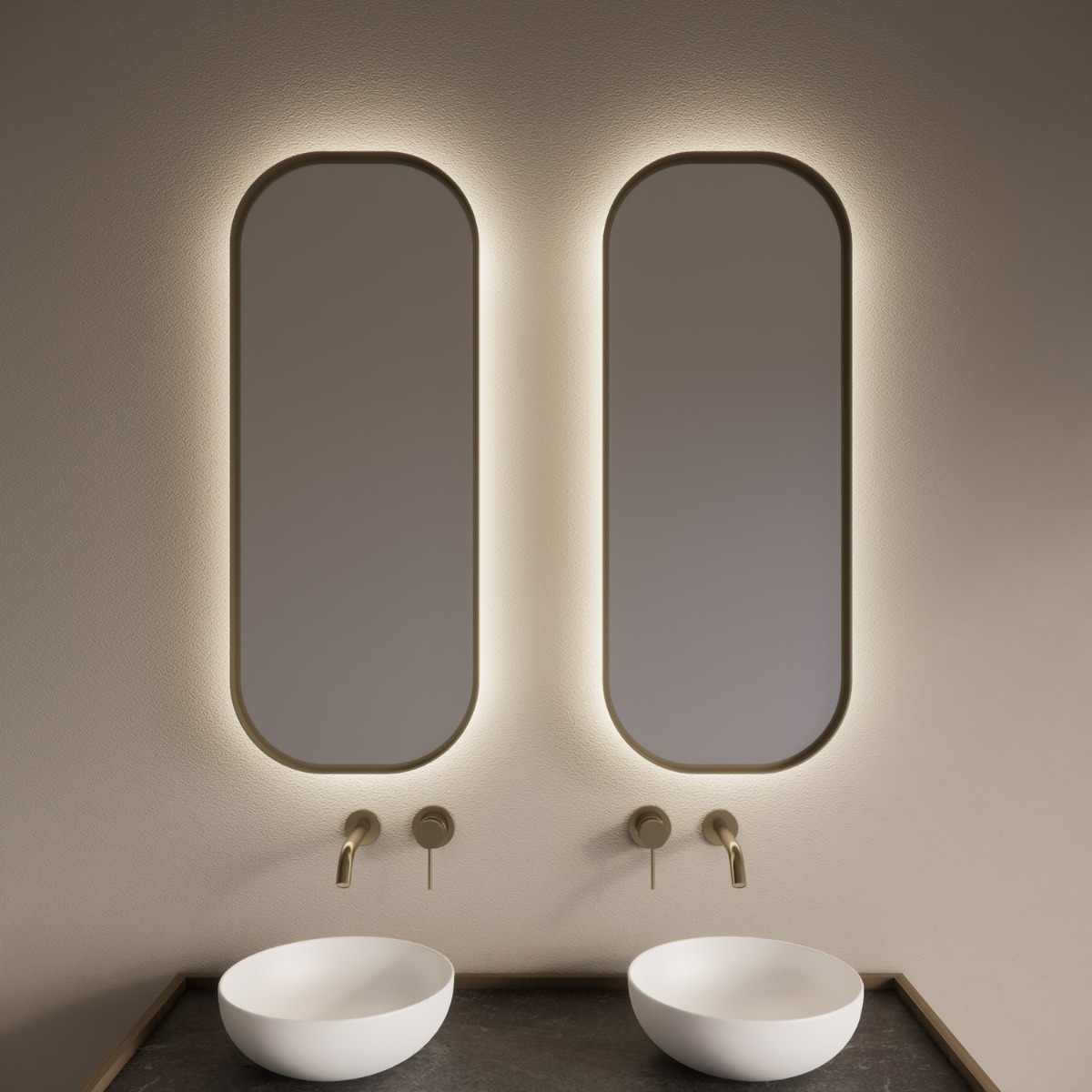 Gliss Design Plato spiegel met LED-verlichting 50x100cm mat goud