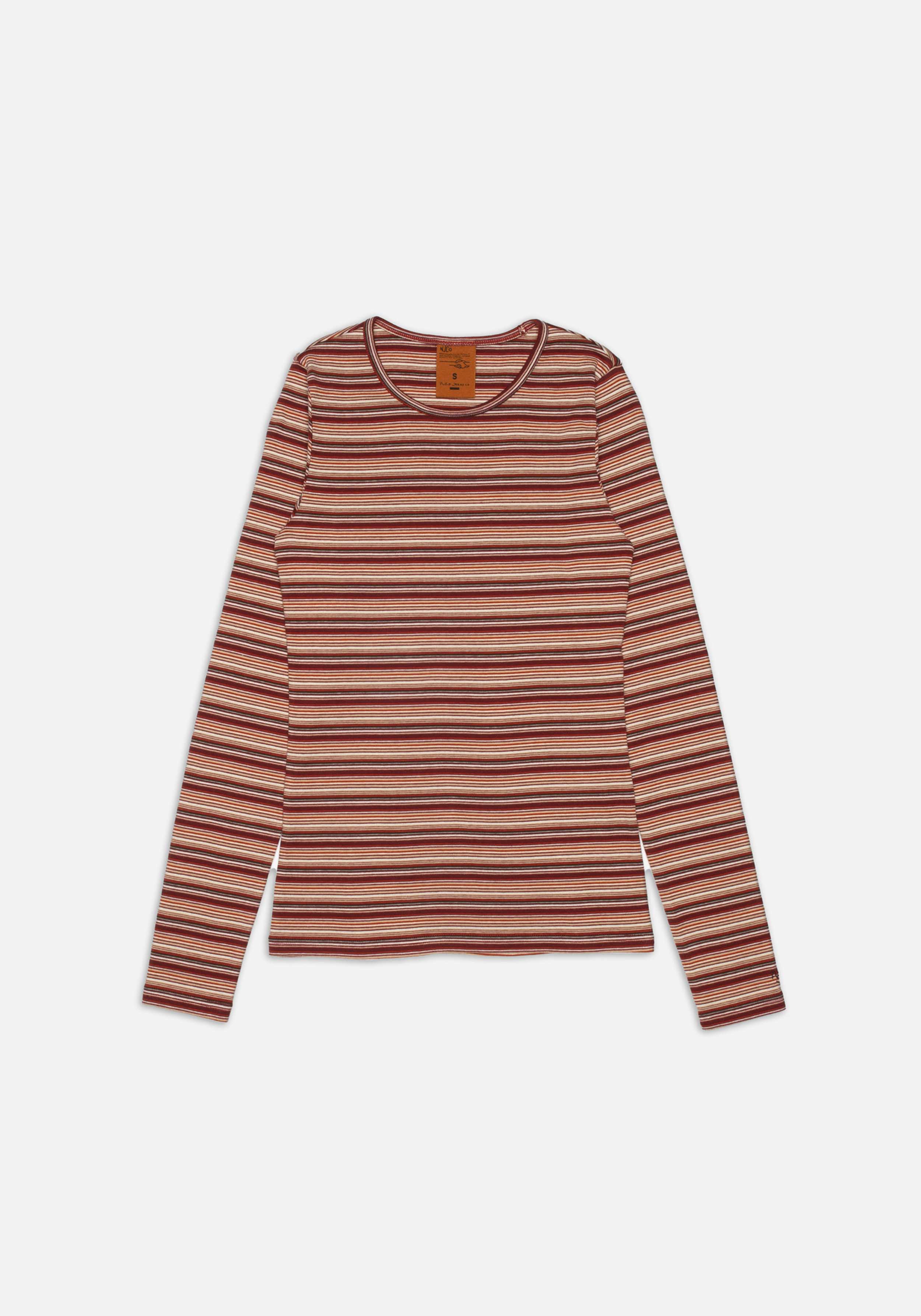 Nudie Jeans Longsleeve Jessy Striped Rib Wine