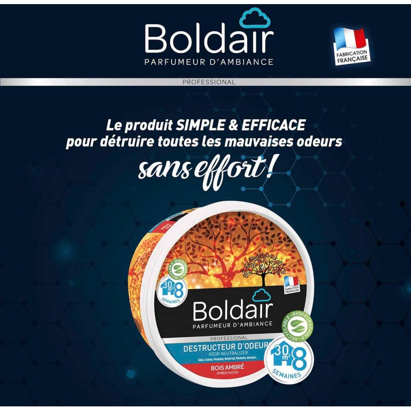 Boldair gel destructeur d'odeurs ambre - Boîte de 300 g