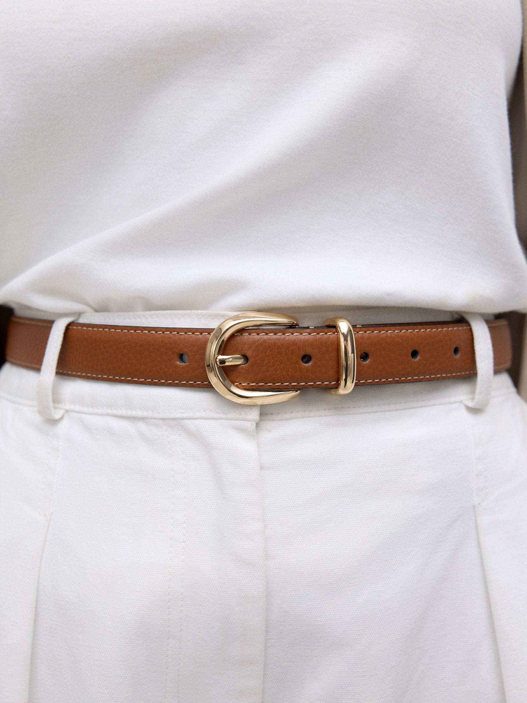 Lichtbruin - N. Premium Made In Italië riem met gemiddelde breedte