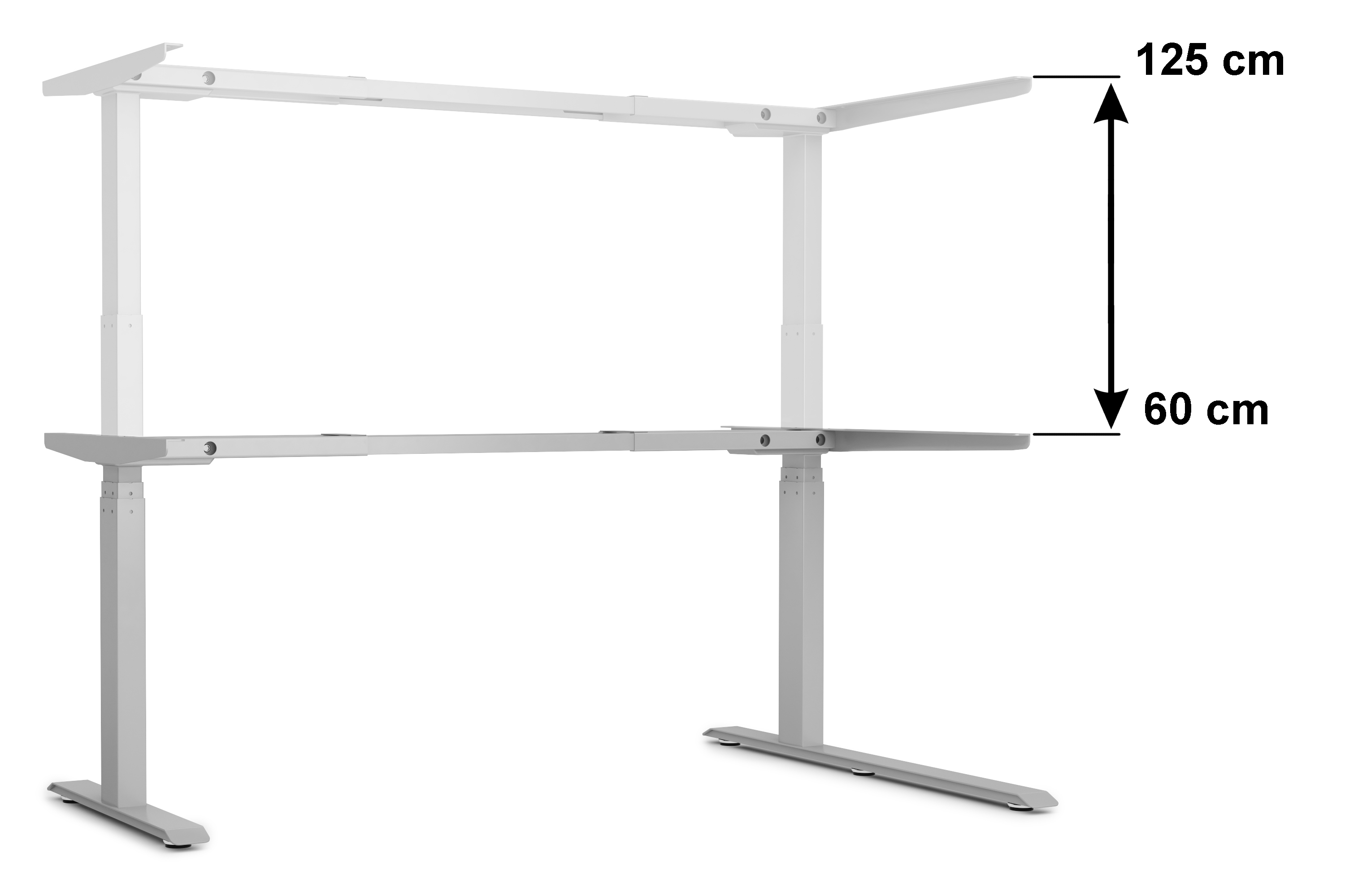 Stehpult Eckschreibtisch elektrisch PREMIUM grau 160 x 110 cm