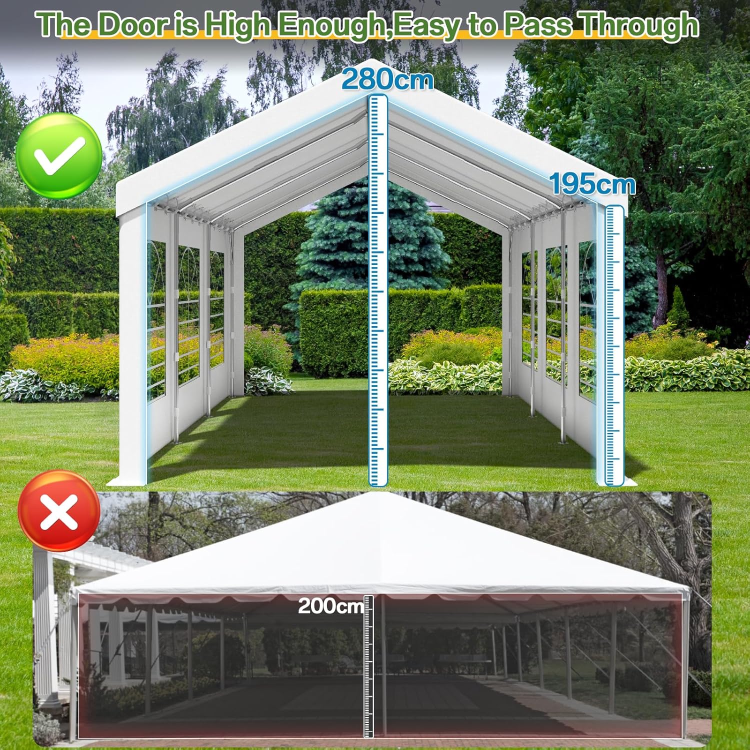 Homall Partyzelt 3x6,Metall Gestell Gartenzelt,Pavillon Wasserdicht 560g/m² PE-Plane,Zelt Stabil-18 Bodenhaken 4 Windfesten Seilen,UV-Schutz 50+Große Luxus Hochzeitszelt Gartenpavillon18m²,Weiß
