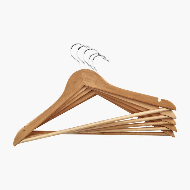 Kleshenger av tre, natur, 5-pakning