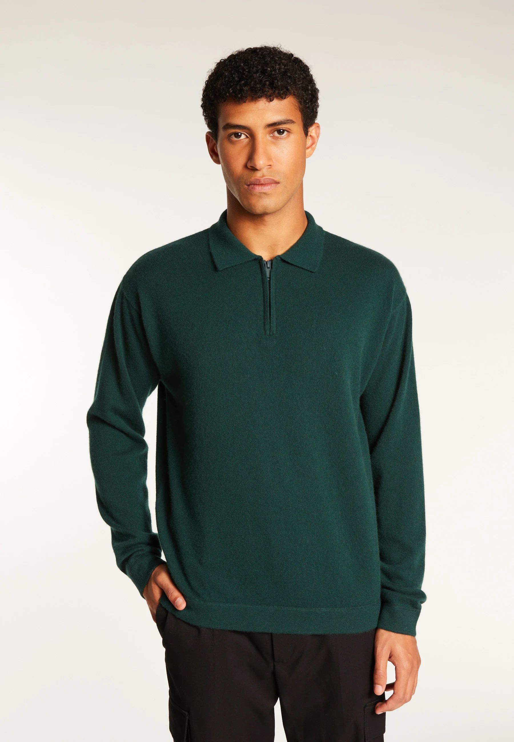 TAYLORAH24 - Polo col zippé en cachemire | Vert