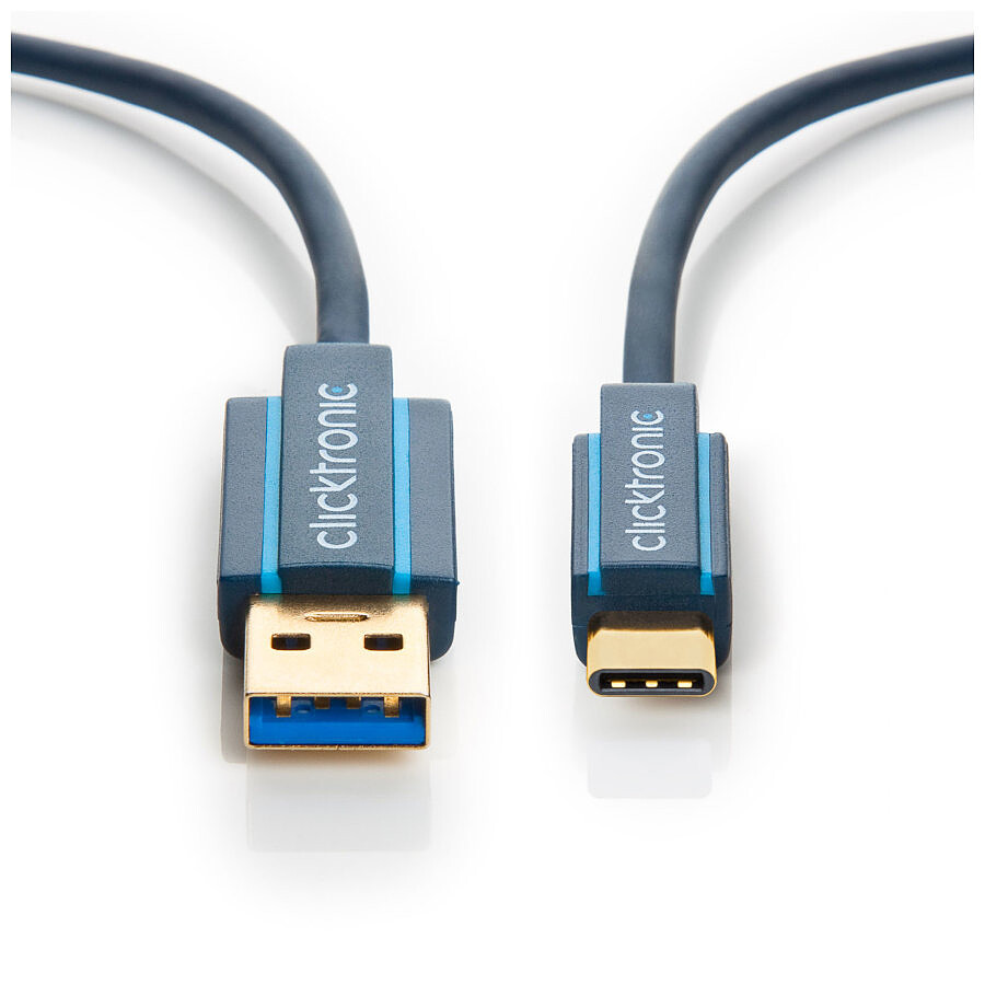 Clicktronic Câble USB-C To USB-A 3.0 (Mâle/Mâle) - 2 m
