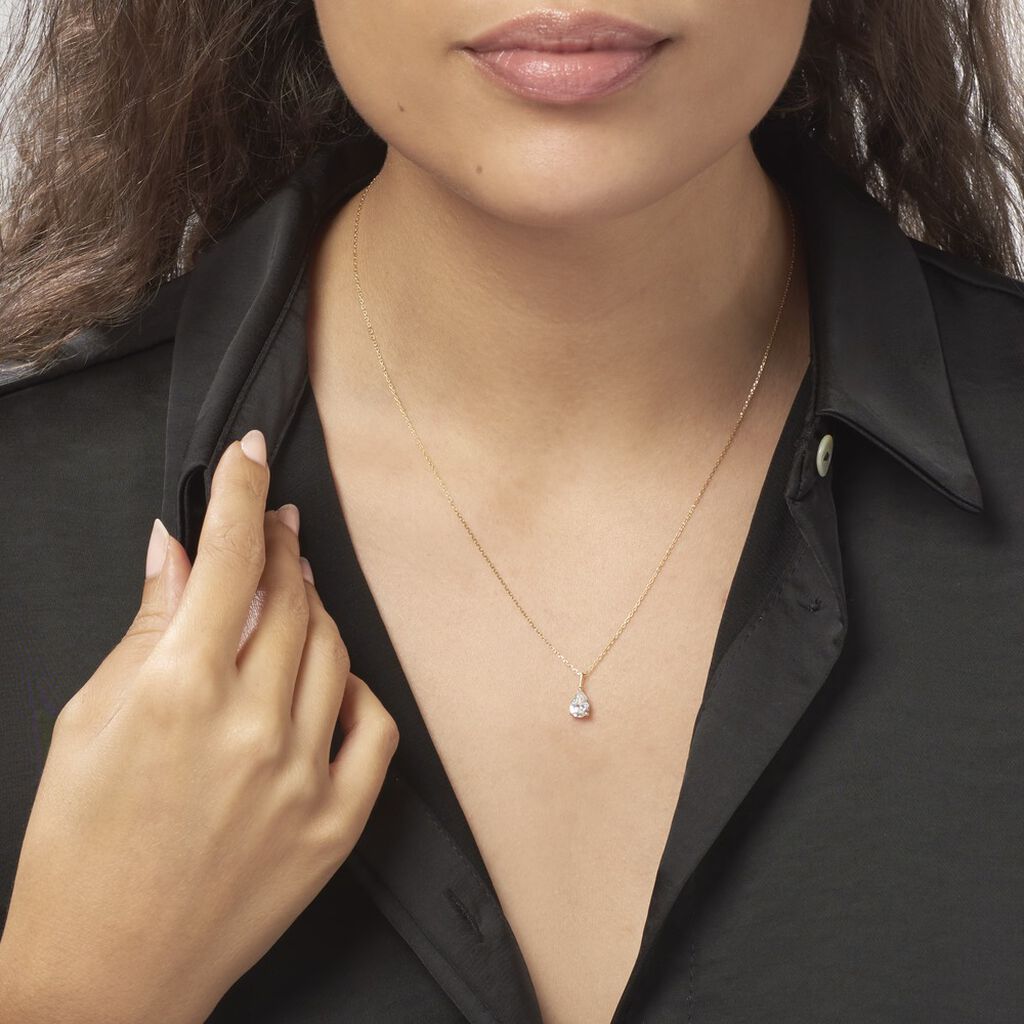 Collier Goutte Or Jaune Oxyde De Zirconium