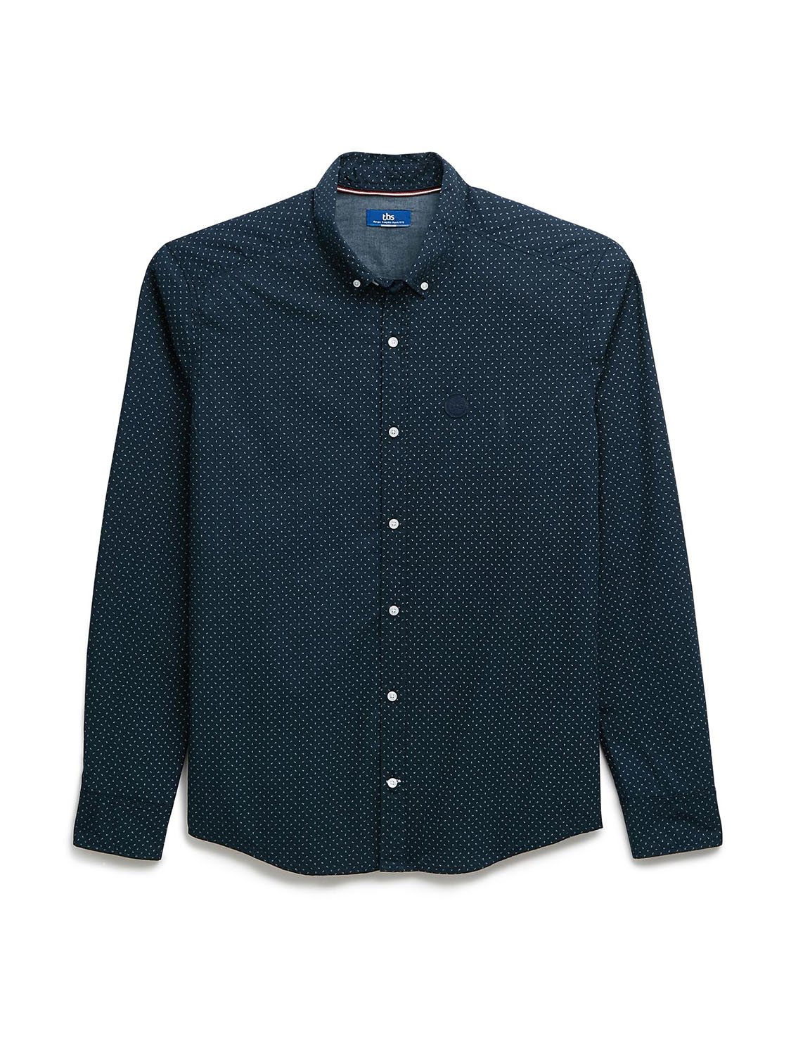 Chemise Homme Motif Minimaliste Coton Marine
