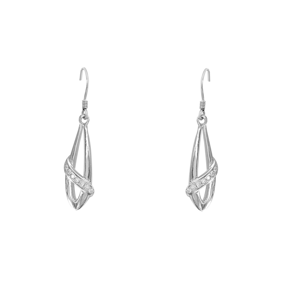 Boucles d'oreilles en argent 925 rhodié avec oxydes de zirconium