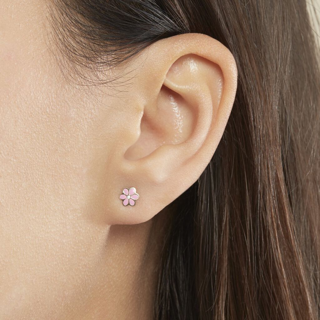 Boucles D'oreilles Puces Or Jaune Talia Email
