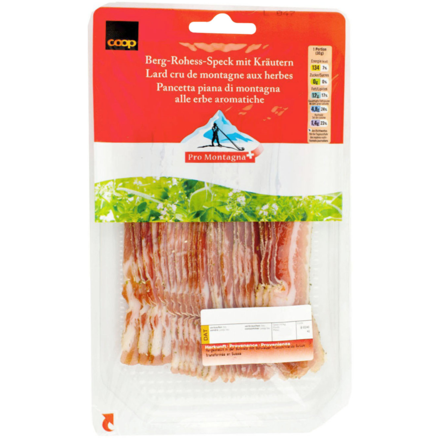 Pro Montagna Rohess-Speck mit Kräutern