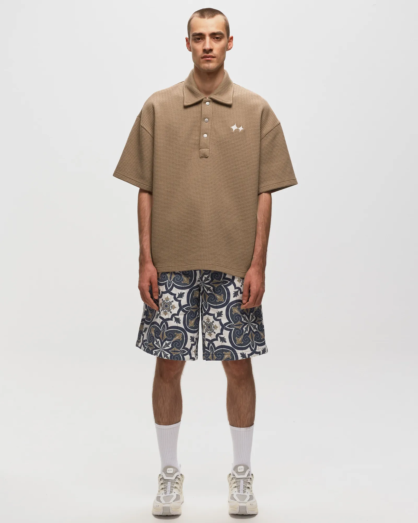 BSTN Brand Oversized Waffle Polo Shirt