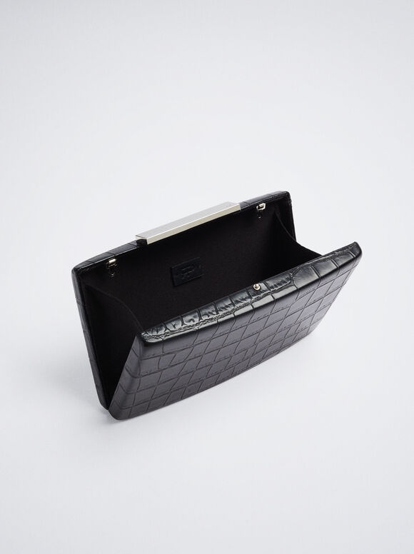 Clutch de festa com estampa animal - Preta