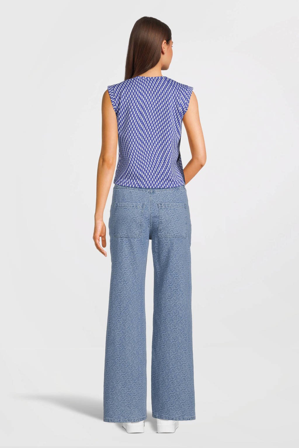 Sofie Schnoor straight leg jeans met hartjes light blue denim