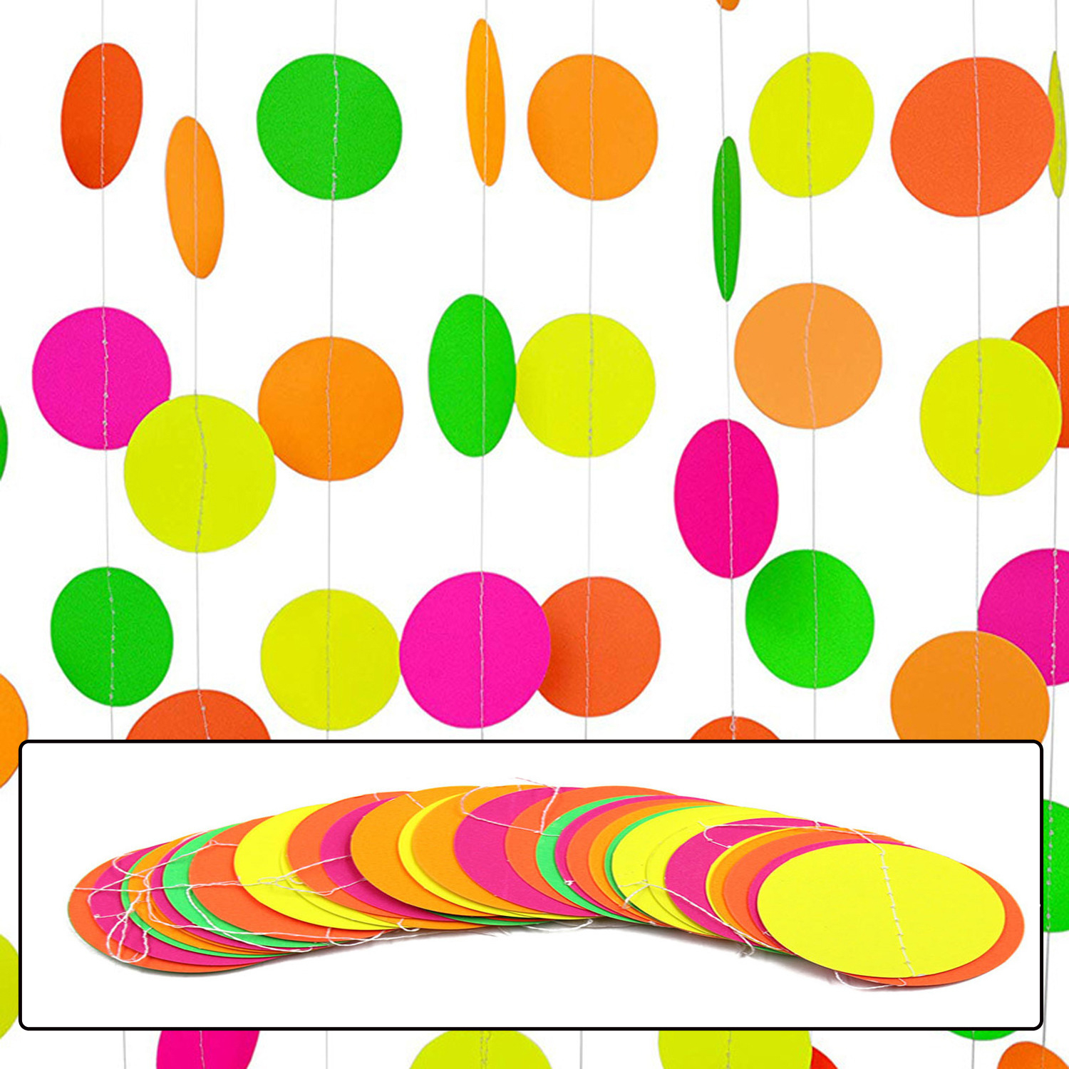 (275cm) Neon UV Kreis Girlande Party Deko Glow in the Dark Accessoire