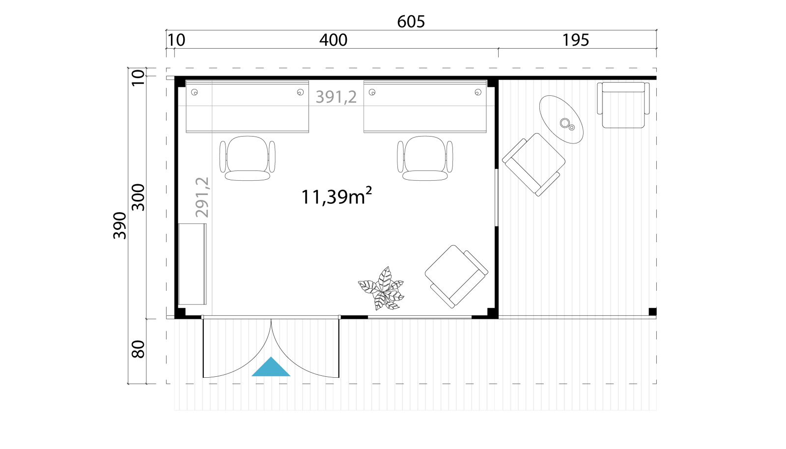 Gartenhaus DOMEO 7 - carbongrau-anthrazit - Fichte massiv