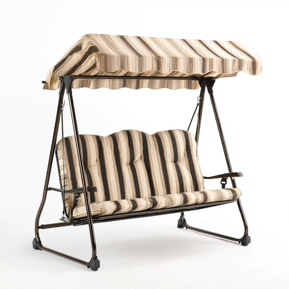 Gartenschaukel Metallgestell 3-Sitzer 210x140x160 cm Streifenmuster Br