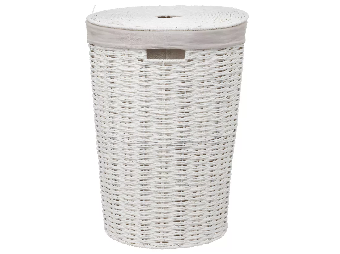 Panier à linge 40L Blanc tressé D 32 x H 58 cm