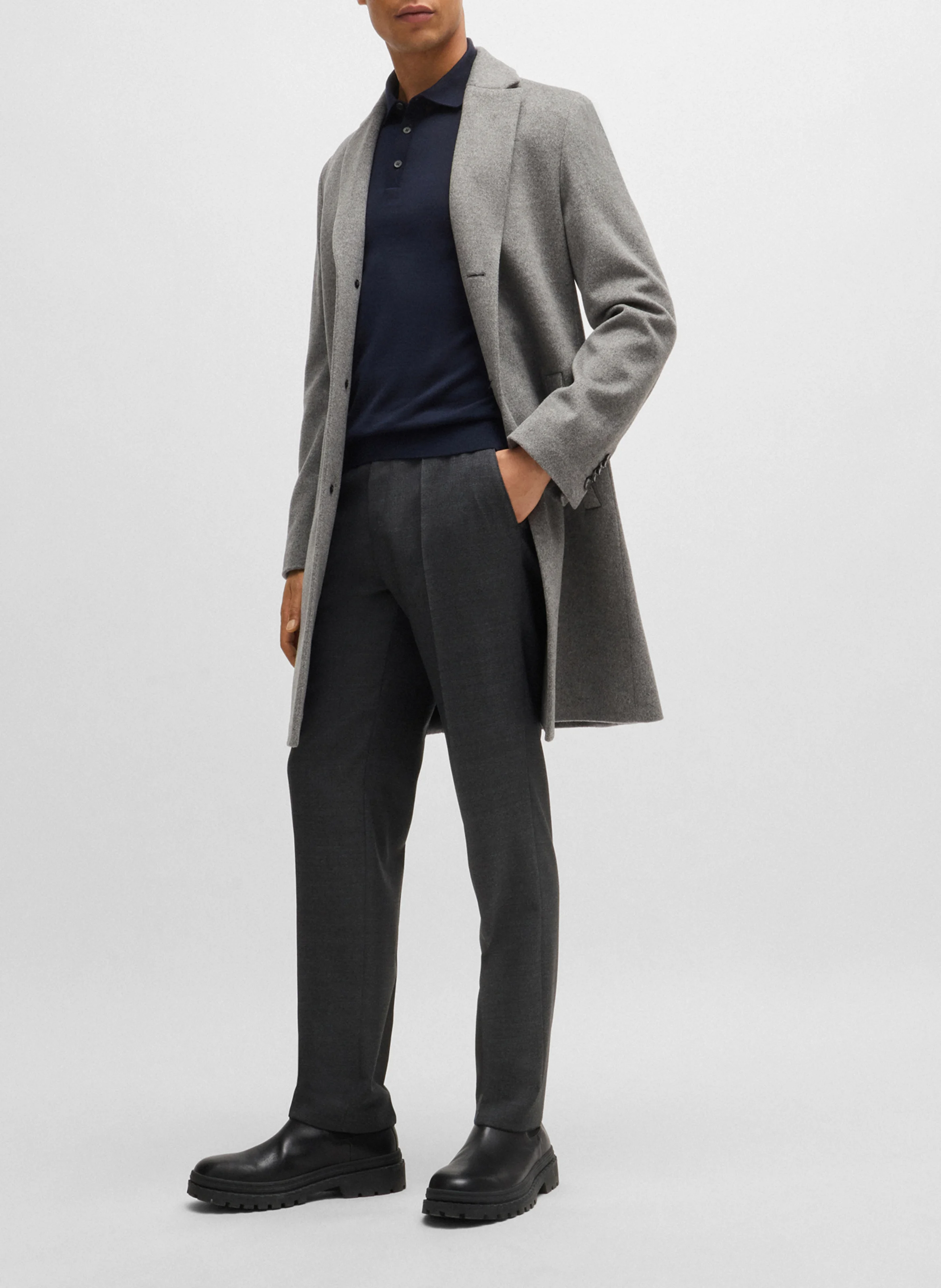 Polo slim-fit en laine | Bleu