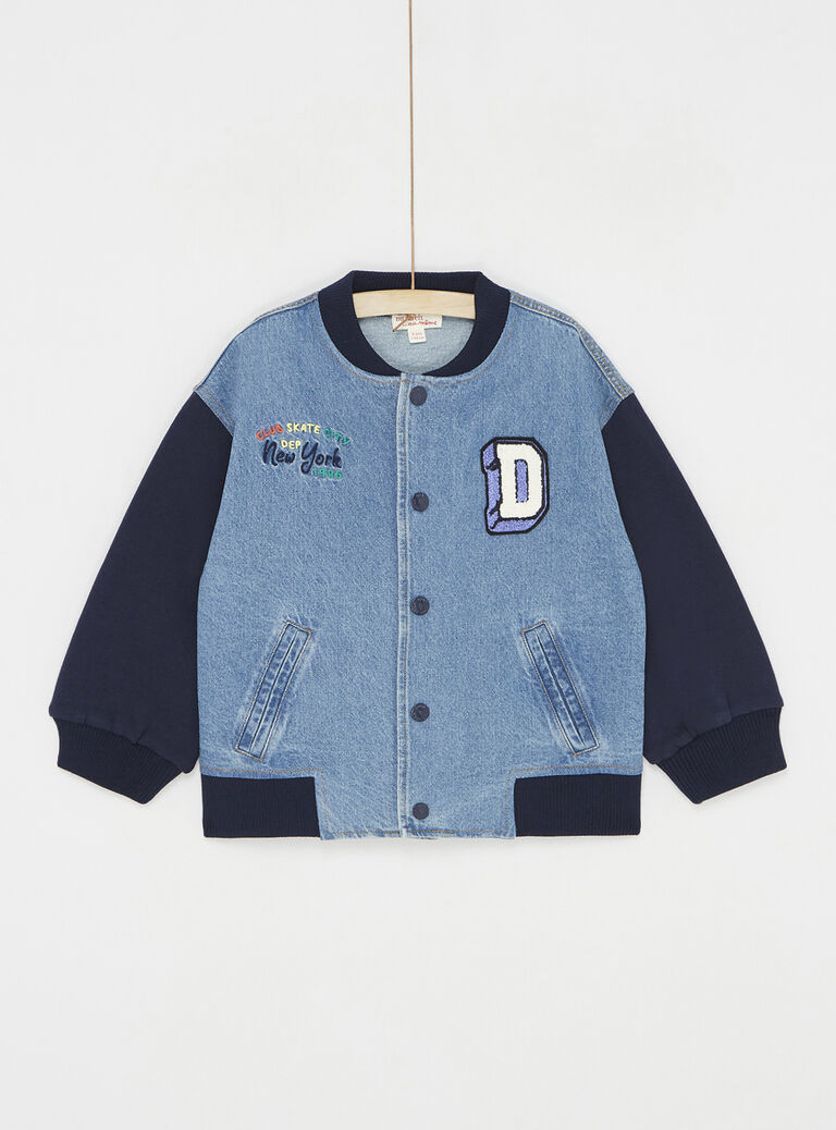 Veste bi matière en denim et molleton pour garçon
