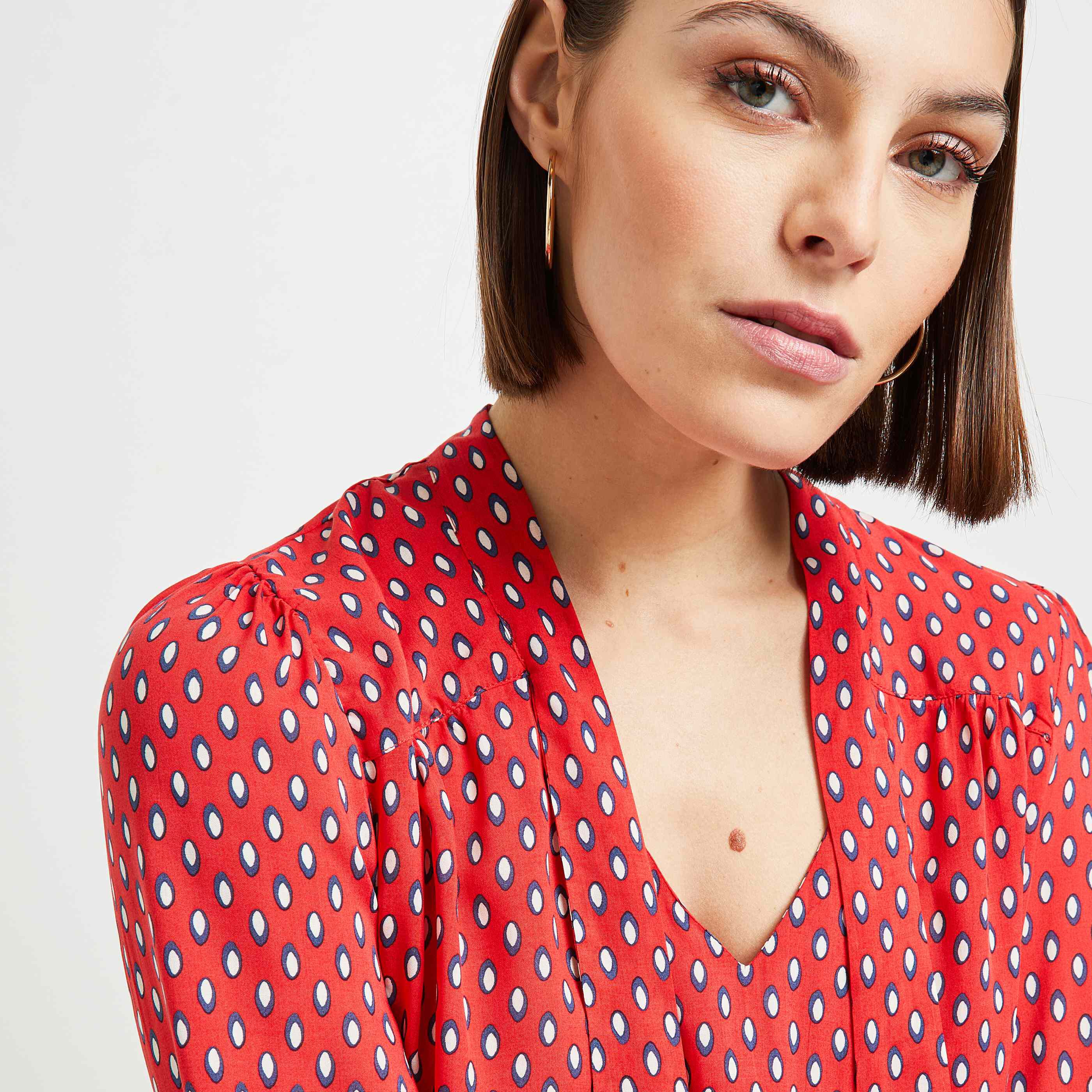 Blouse imprimée femme - ROUGE