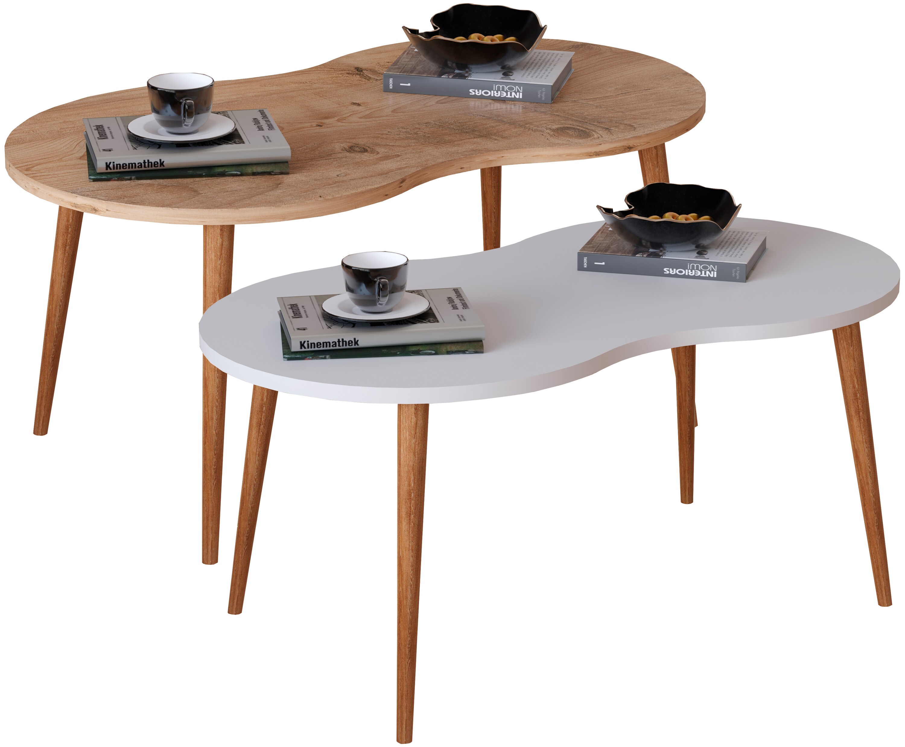 VCM Holz ovaler Beistelltisch Couchtisch Sofatisch Beistelltisch Wohnzimmertisch Barilo
