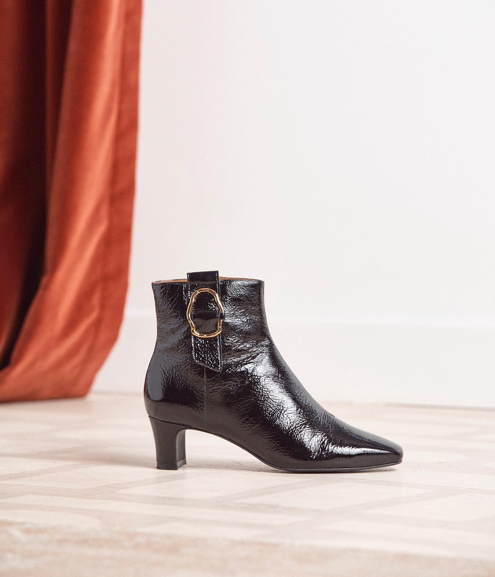 Bottines en cuir froissé Bonnie