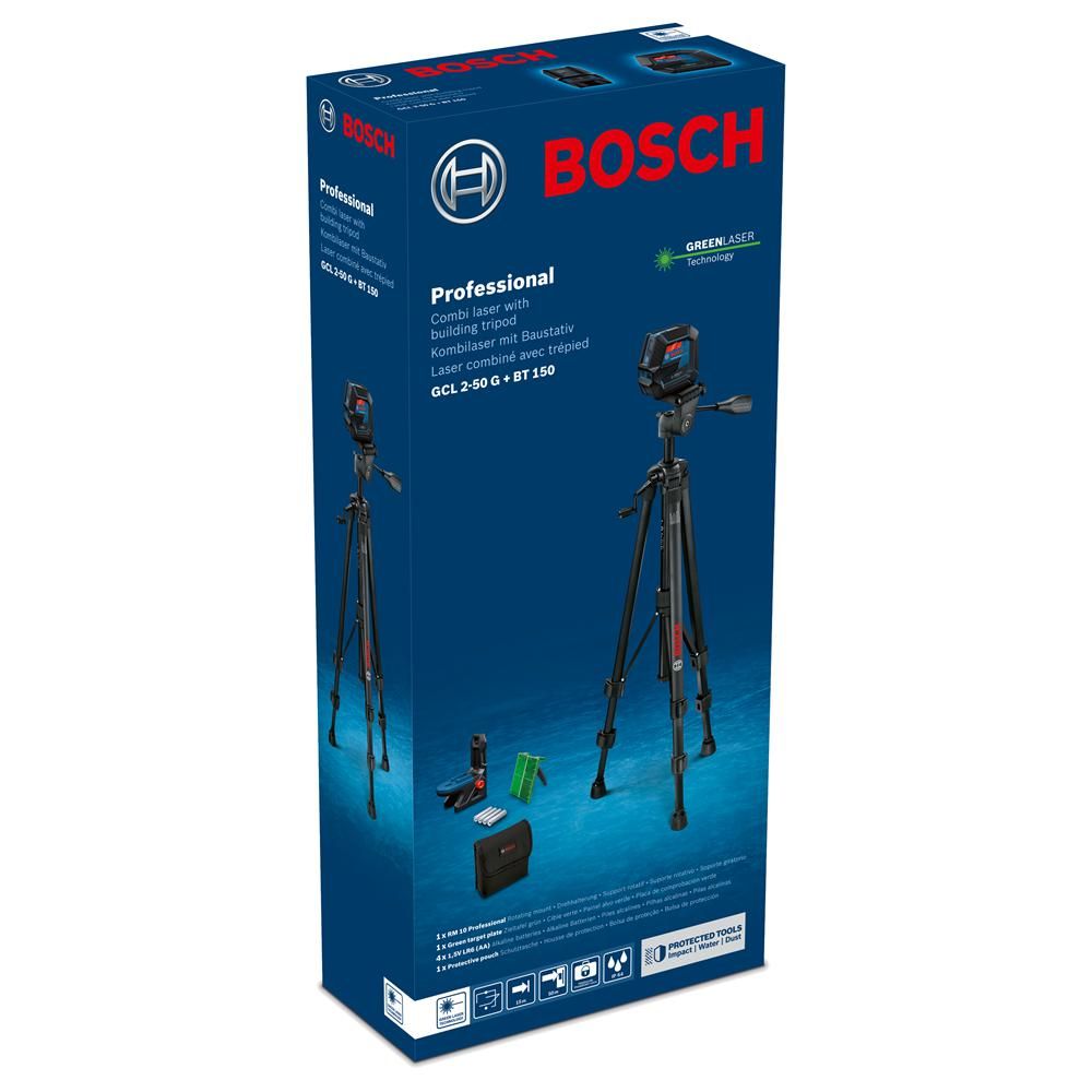 Bosch Professional GCL 2-50 G Kruislijnlaser Groen   BT 150 Statief - 0601066M01