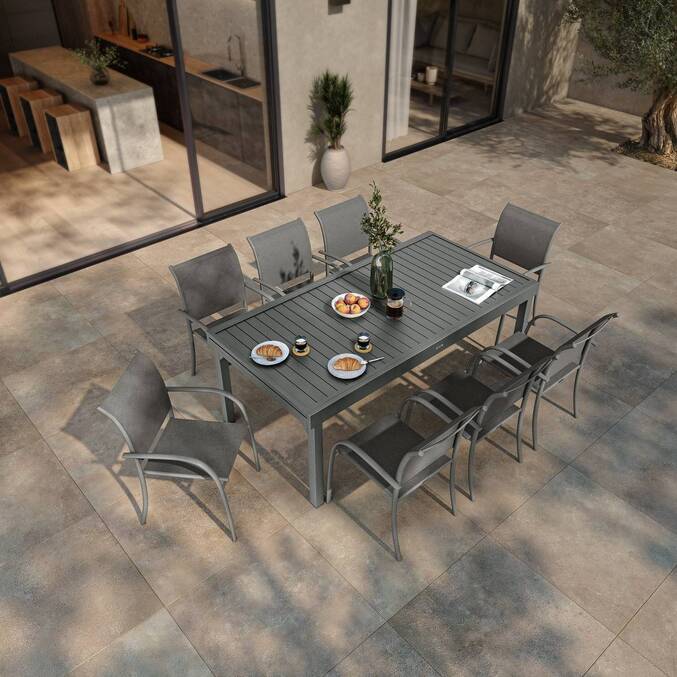 Table de jardin extensible PIAZZA Graphite
