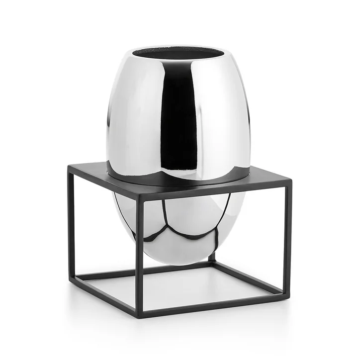 Philippi - Solero Vase L im Ständer, silber / schwarz