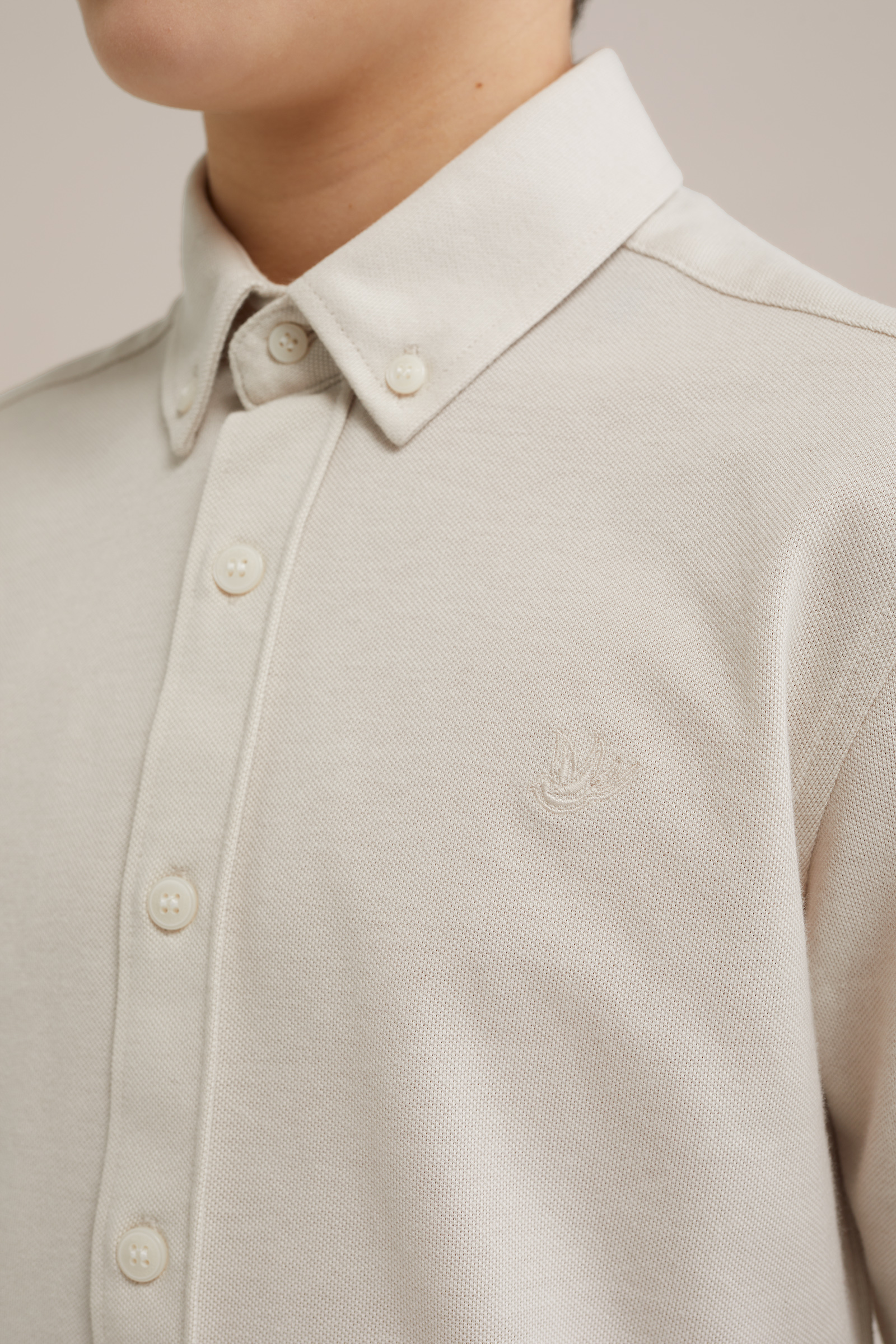 Jongens overhemd van piquéjersey WE Fashion Beige