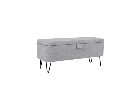 Bout de Lit avec Rangement en Tissu Pieds Épingles Noirs - L101cm