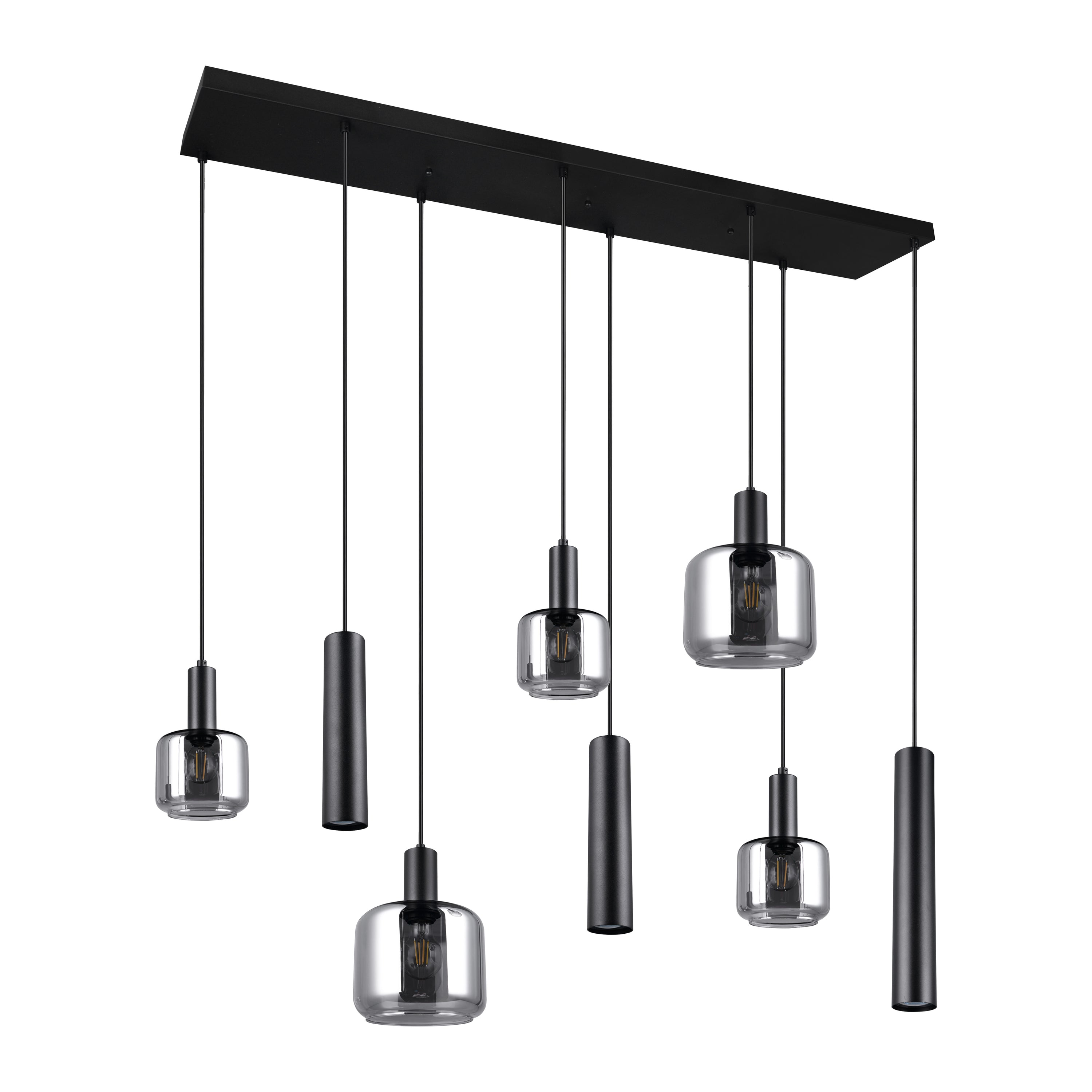 Trio Mataro Hanglamp 8-lichts - Zwart Mat