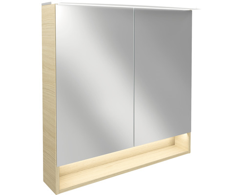 FACKELMANN spiegelkast 80 x 23,1 x 80,9 cm licht eiken zand 2-deurs LED