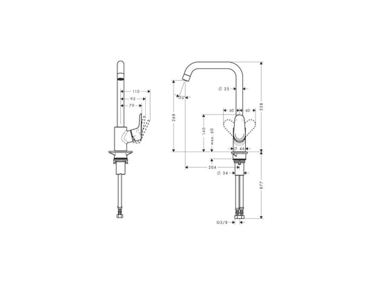 HANSGROHE - Mitigeur sans douchette Robinet mitigeur de cuisine ecos - sans douchette - taille l...