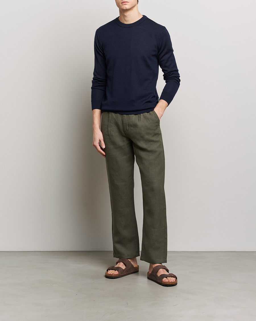 KnowledgeCotton Apparel Regular Merino Knit Crew Neck Total Eclipse