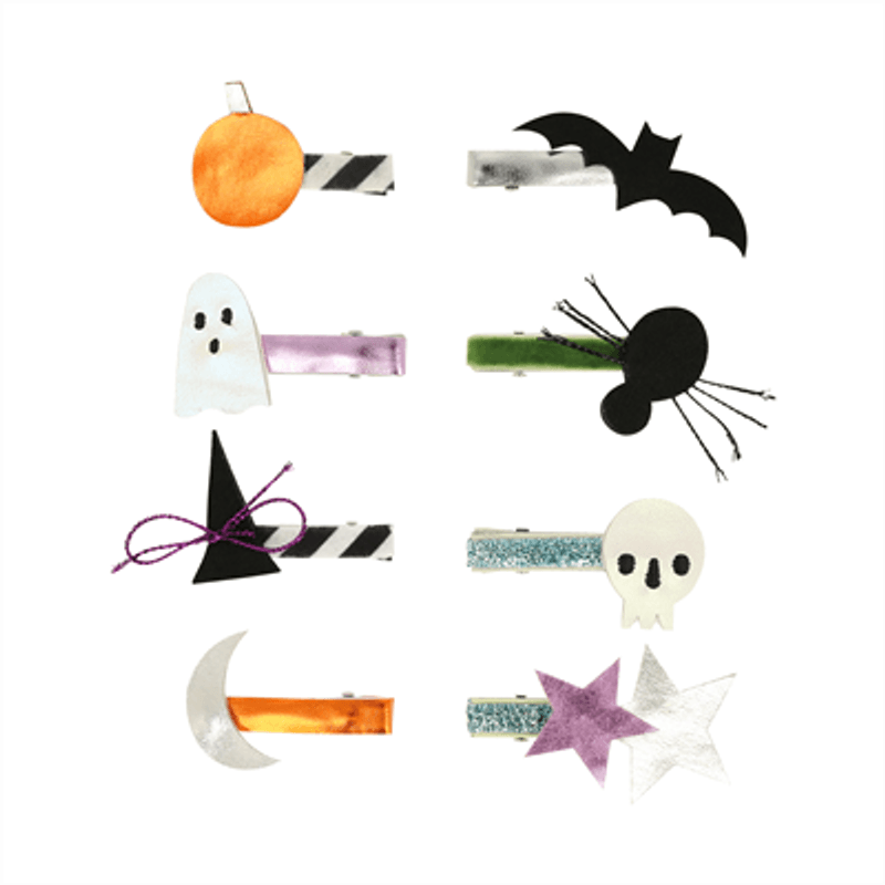 Meri Meri Hårspenner med Halloween-Dekor, 8 stk.