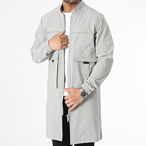 Veste Zippée Longue Gris