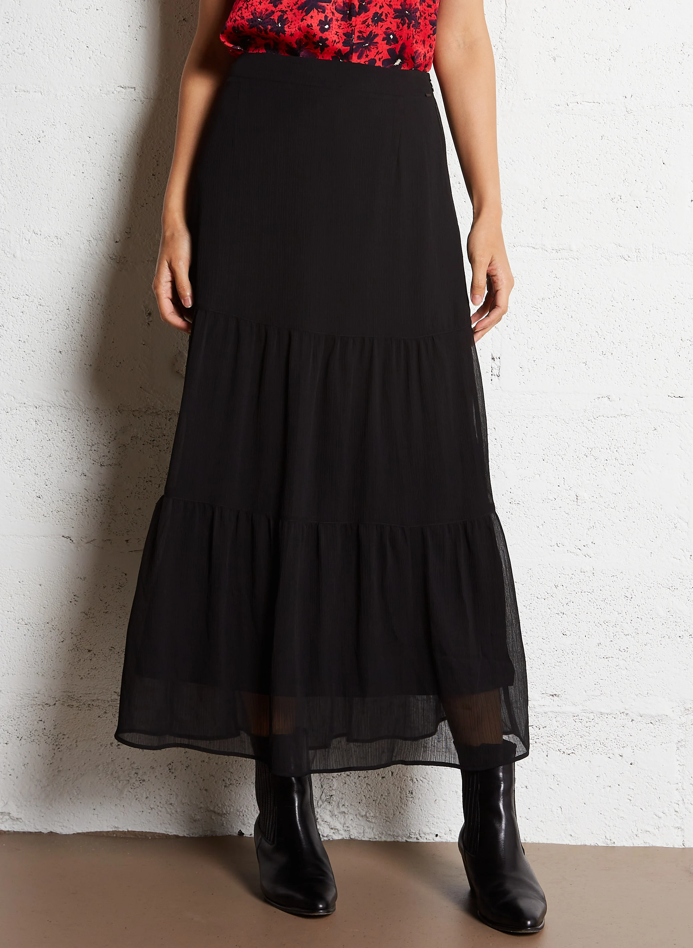 Jupe midi droite | Noir