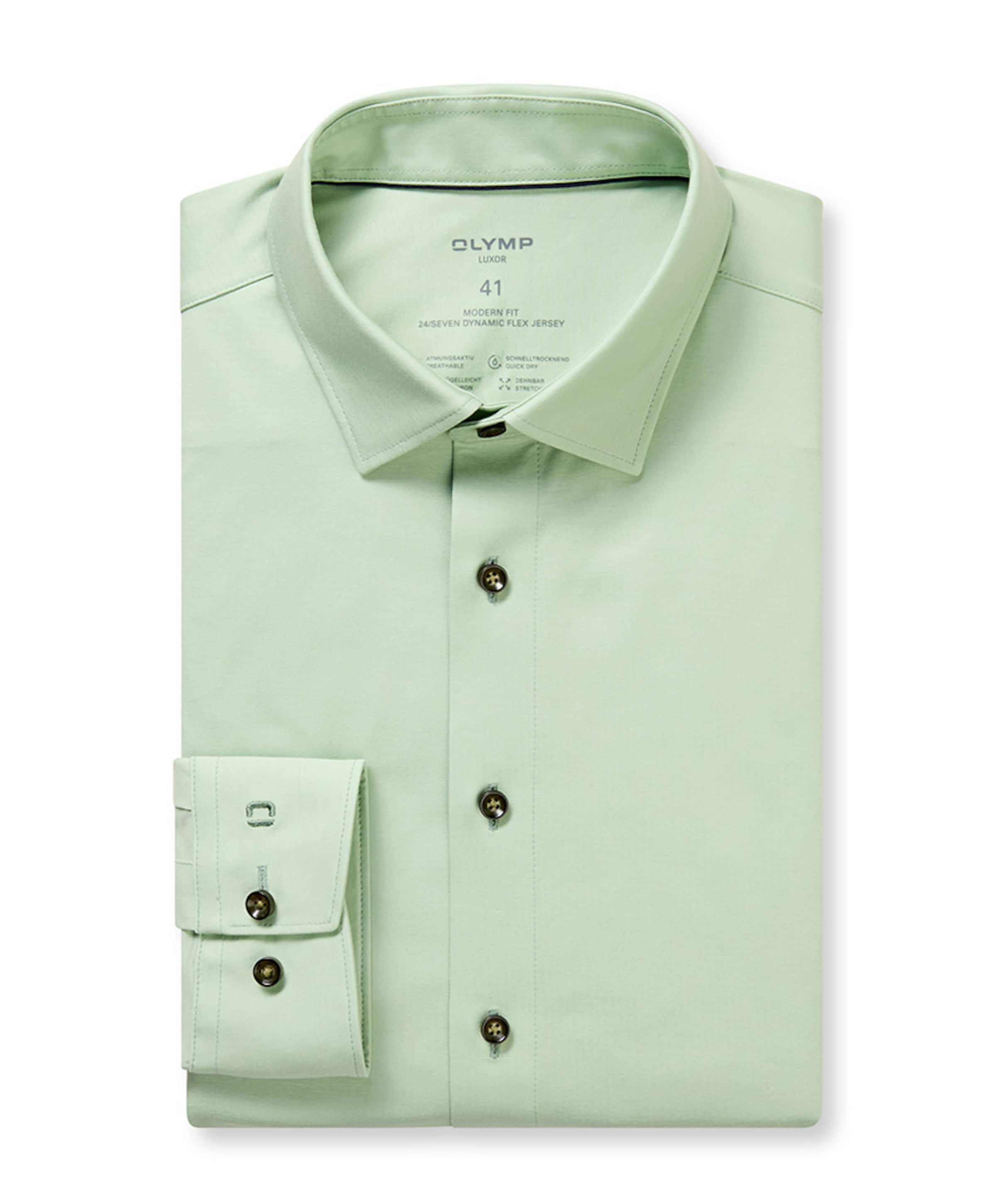 Olymp Modern fit Luxor Heren overhemd lange mouw groen