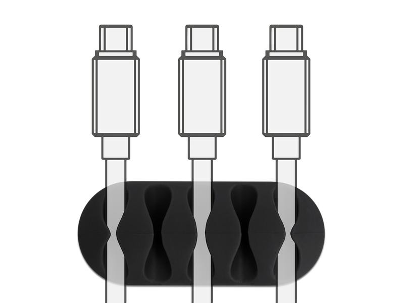 Delock Kabelhalter 66mm, für 5 Kabel, selbstklebend 6 Stück Kabelhalter mit 5 Durchführungen selbstklebend Set 6 Stück Schwarz / weiss