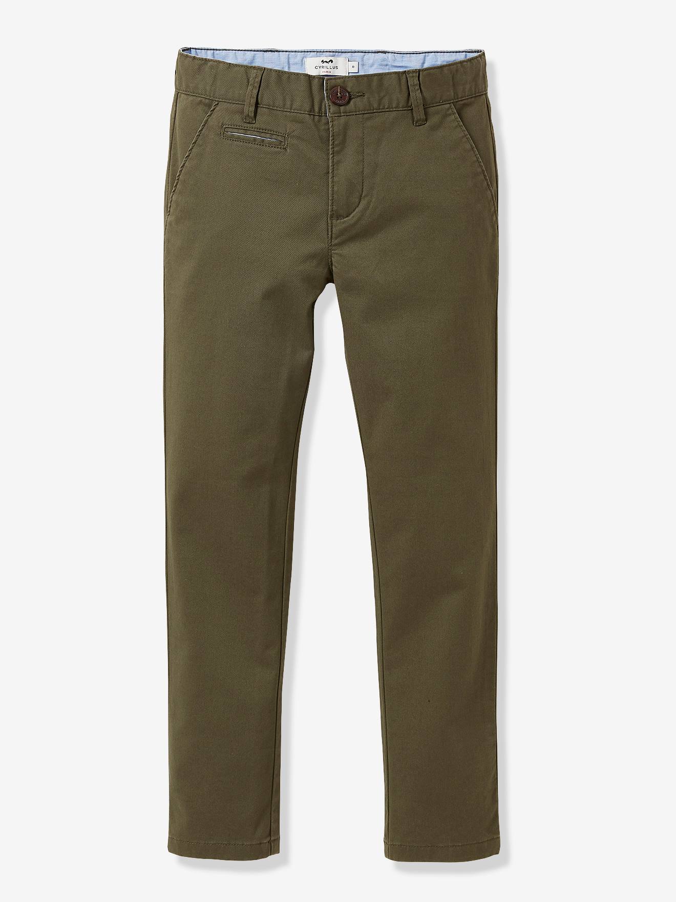 Calças chino verde-acinzentadas escuras CYRILLUS para meninos