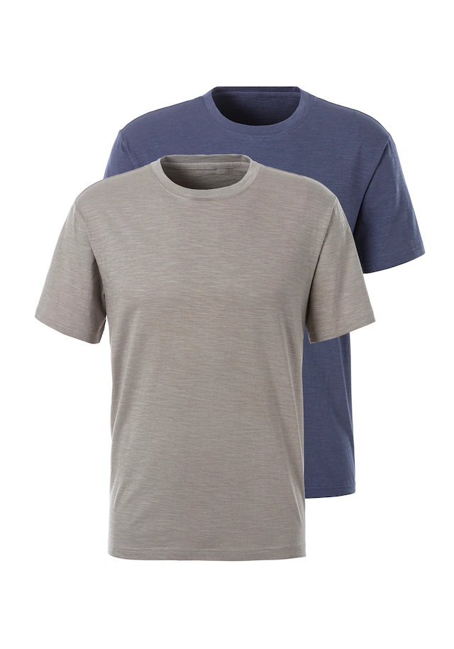 John Devin T-Shirt »mit Slub-Garn Struktur«, 2 Stk. aus leichter, strukturierter Baumwollqualität - im 2er-Sparpack