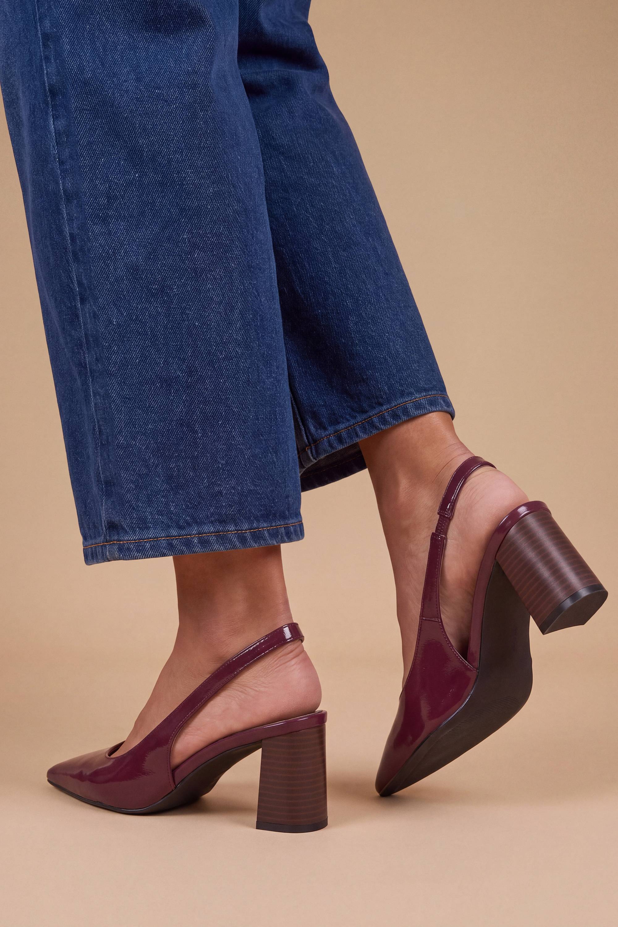 Oasis Escarpins Abigail À Bride Arrière Et Talon Bloc En Synthétiquecuir Verni