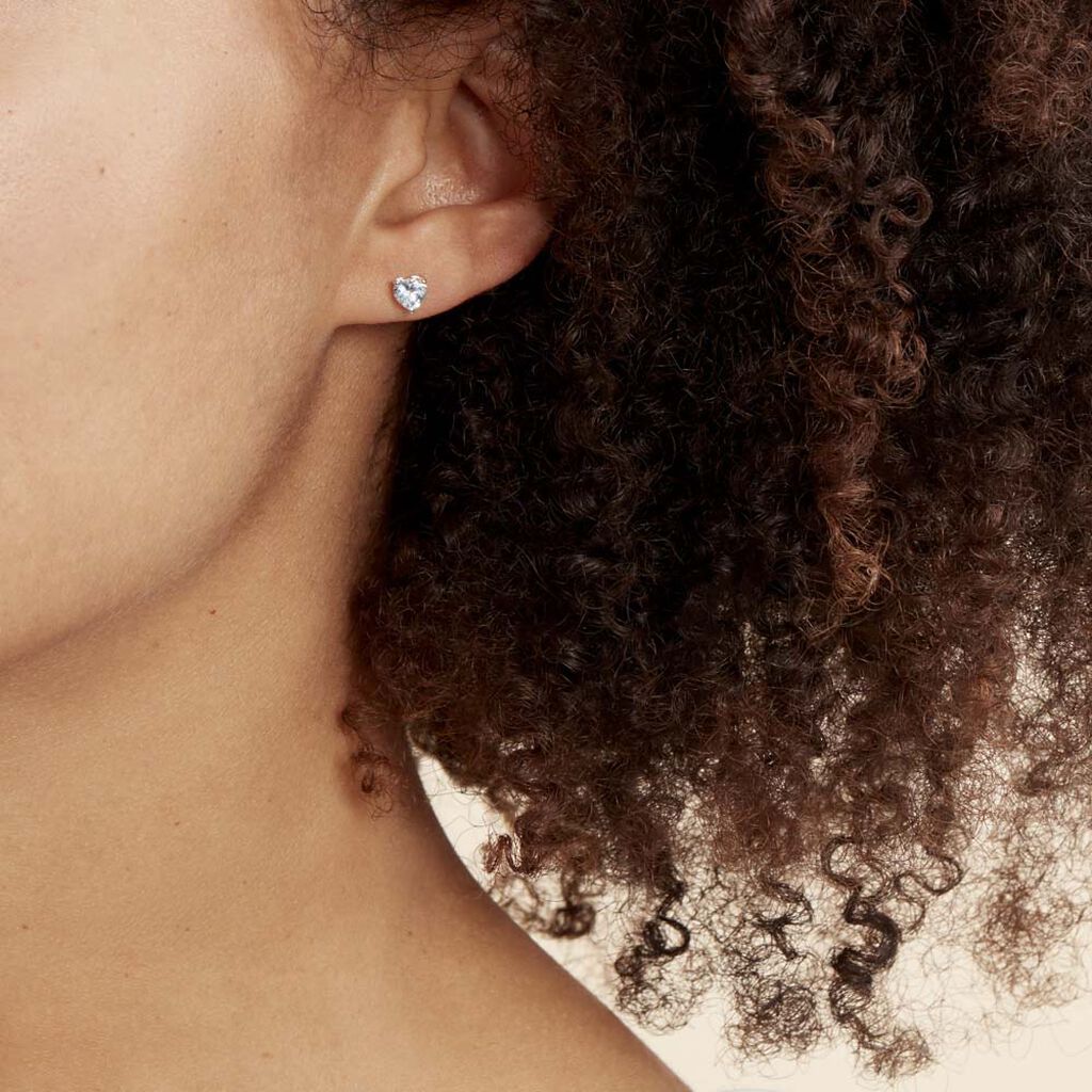 Boucles D'oreilles Puces Daria Serti Clos Or Blanc Oxyde De Zirconium