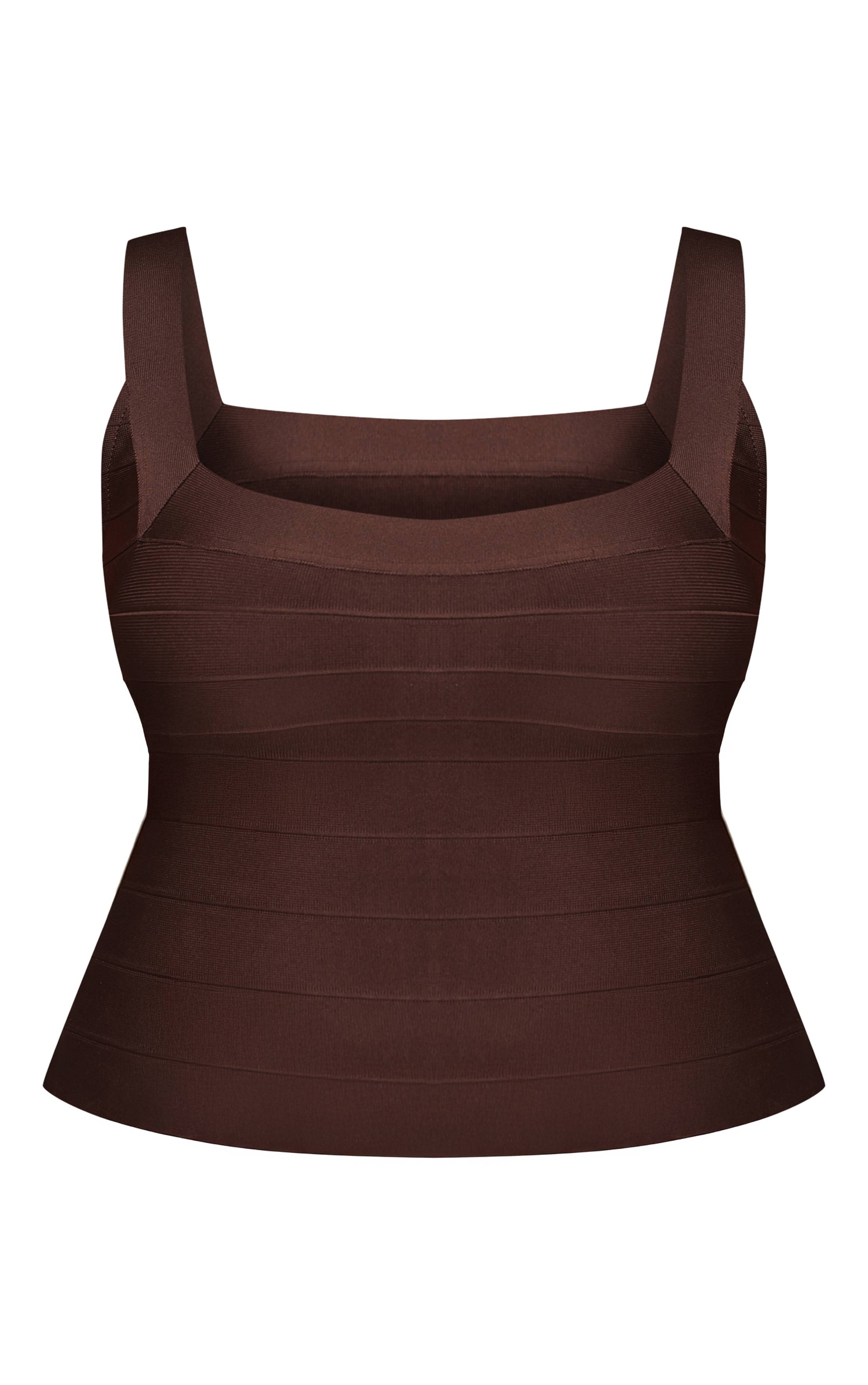 Chocolat Corset Grande Taille À Encolure Carrée En Bandage