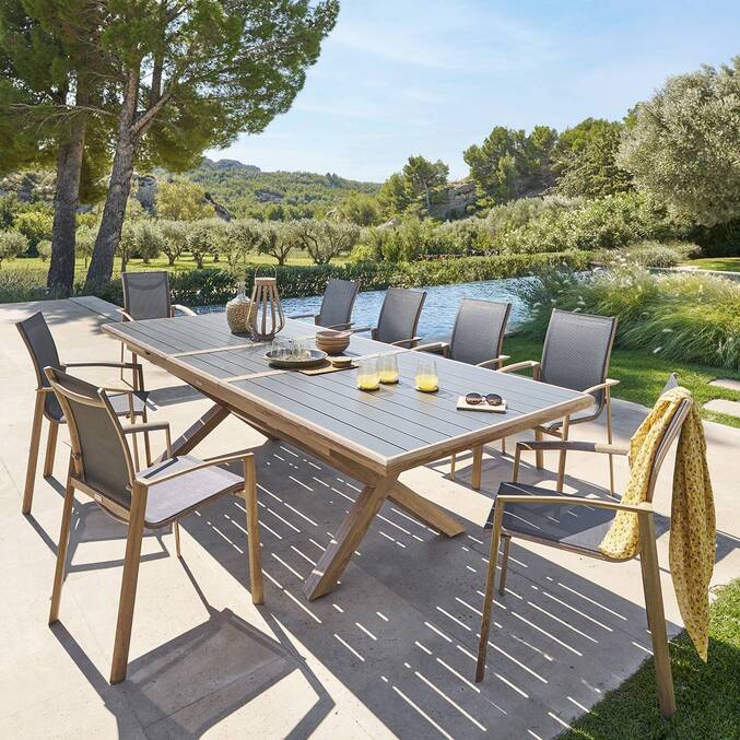 Table de jardin extensible AXIOME Graphite & Honey