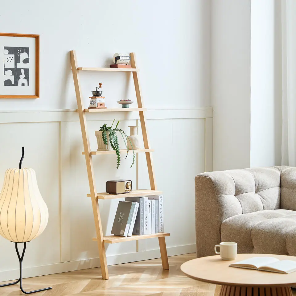 Wandplank Ladder van Massief Natuurlijk Hout