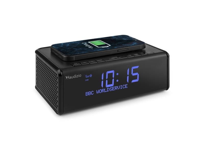Audizio Radiowecker Cuneo Schwarz DAB -Radiowecker mit kabelloser Aufladung