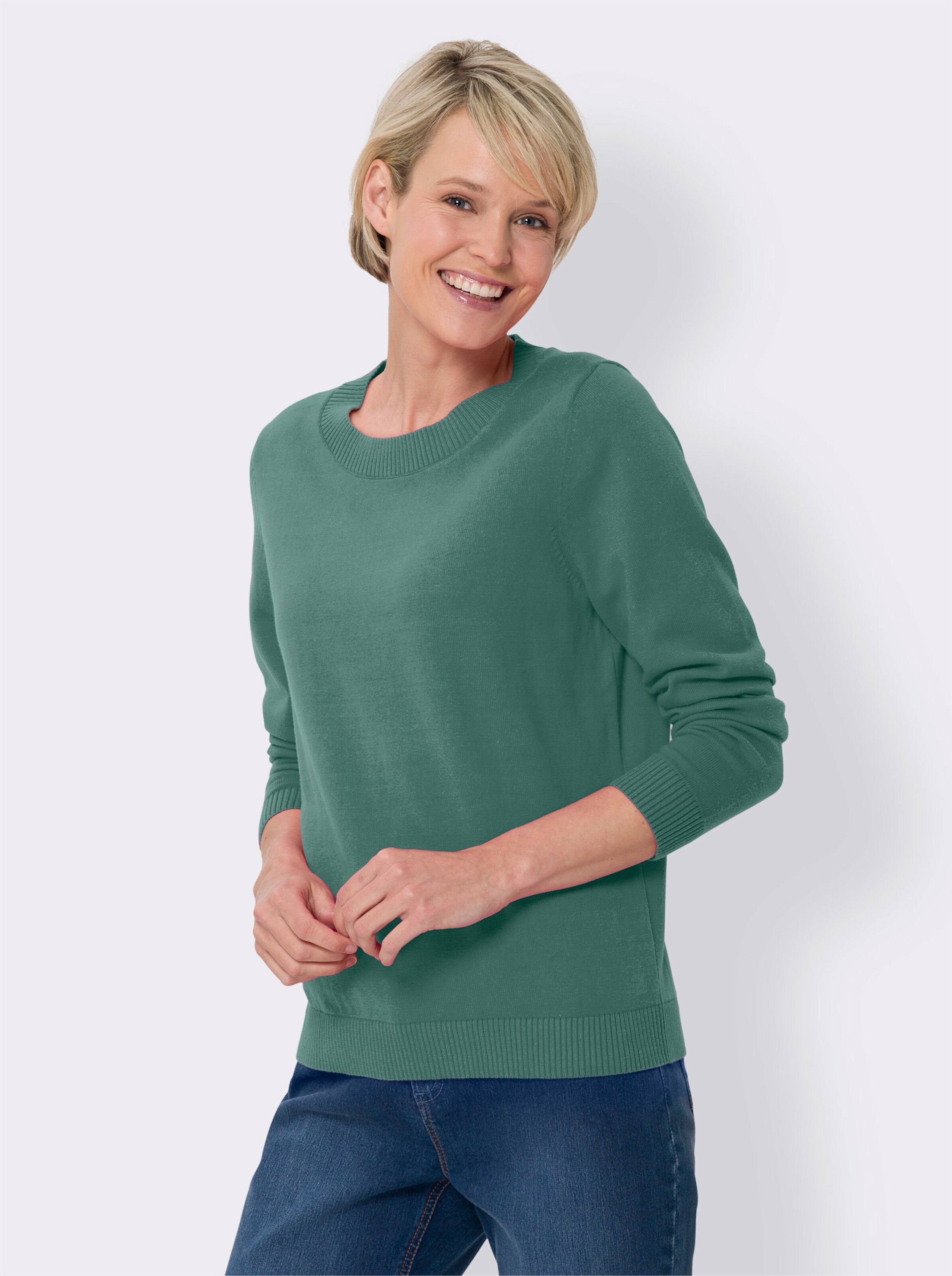 Langarm-Pullover aus reiner Baumwolle