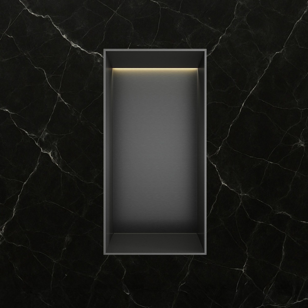 Hotbath &More frameless inbouwnis met verlichting 30x15x10cm geborsteld gunmetal PVD